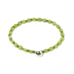 Barbarulo Napoli Armband „Jade" Mit Grunen Steinen Und Knopf Aus Sterlingsilber Handgefertigt* Manschettenknöpfe Und Schmuck