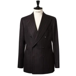 Cesare Attolini Brauner Anzug „Chalk Stripe" Aus Englischer Wolle Fox Heritage Flannel* Anzugjacke