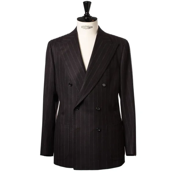 Cesare Attolini Brauner Anzug „Chalk Stripe" Aus Englischer Wolle Fox Heritage Flannel* Anzugjacke