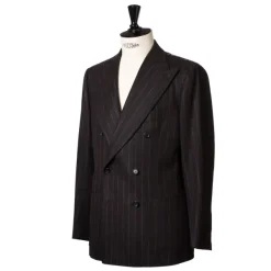 Cesare Attolini Brauner Anzug „Chalk Stripe" Aus Englischer Wolle Fox Heritage Flannel* Anzugjacke