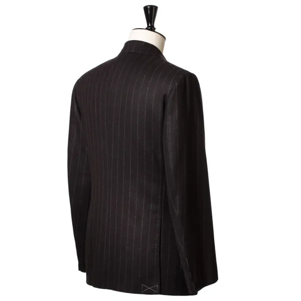 Cesare Attolini Brauner Anzug „Chalk Stripe" Aus Englischer Wolle Fox Heritage Flannel* Anzugjacke