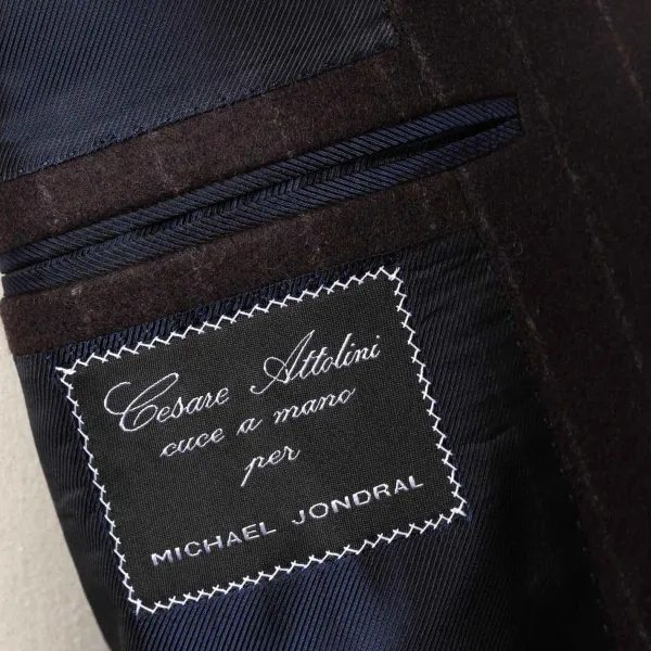 Cesare Attolini Brauner Anzug „Chalk Stripe" Aus Englischer Wolle Fox Heritage Flannel* Anzugjacke
