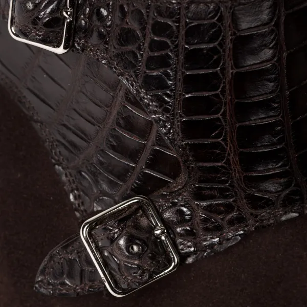 Saint Crispin's Doppelmonk „Saddle-Croc" Aus Dunkelbraunem Wildleder Reine Handarbeit* Mto