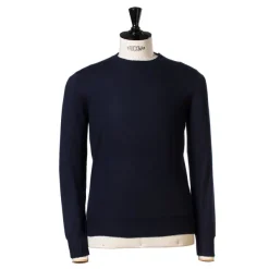 Cesare Attolini Dunkelblauer Pullover „Round Rib" Aus Reinem Duvet-Kaschmir* Strickwaren