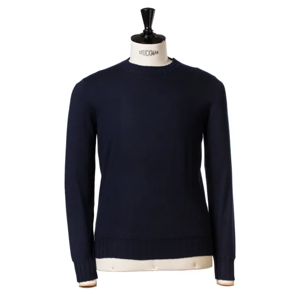 Cesare Attolini Dunkelblauer Pullover „Round Rib" Aus Reinem Duvet-Kaschmir* Strickwaren