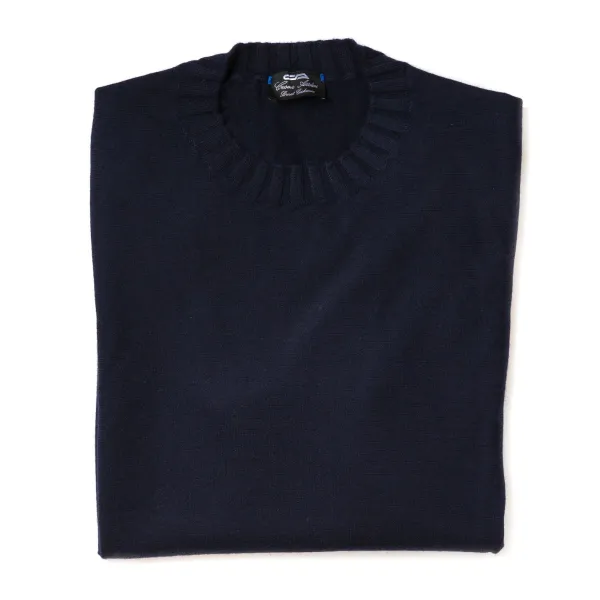 Cesare Attolini Dunkelblauer Pullover „Round Rib" Aus Reinem Duvet-Kaschmir* Strickwaren