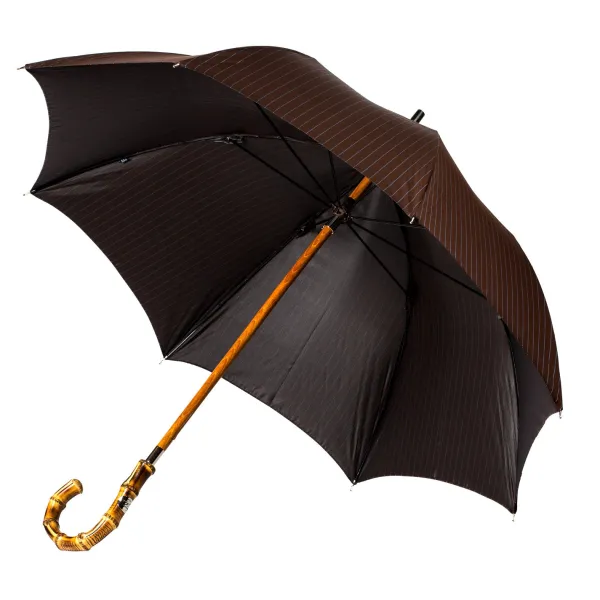 Maglia Dunkelbraun Gestreifter Regenschirm „Traveler" Mit Bambusgriff* Regenschirme