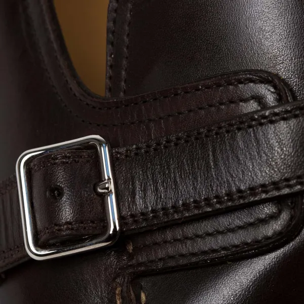 Saint Crispin's Eleganter Loafer „Buckle" Aus Dunkelbraunem Kalbsleder Reine Handarbeit* Mto