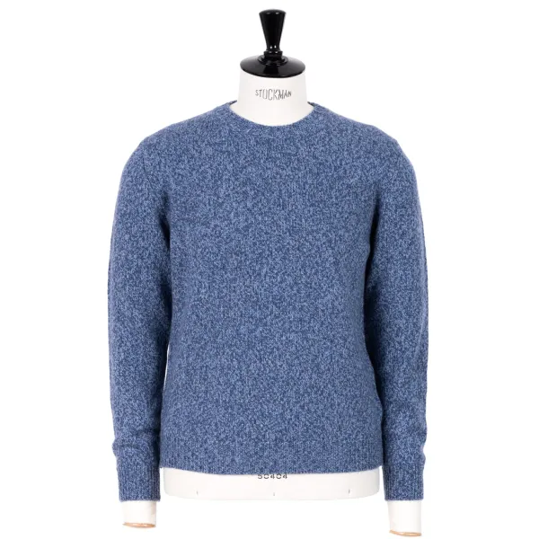 Fedeli Exklusiv Bei Michael Jondral: Denim Blue Scottish 3-Ply Mouline Cashme* Strickwaren