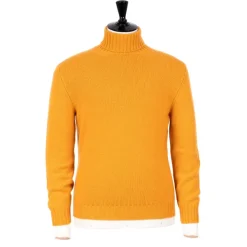 Fedeli Exklusiv Bei Michael Jondral: Orangefarbener Schottischer 4-Lagiger Kaschmir-Turtlenec* Strickwaren