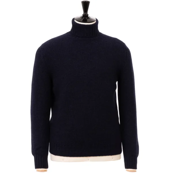 Fedeli Exklusiv Fur Michael Jondral: Dunkelblauer Rollkragenpullover Aus* Strickwaren