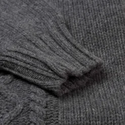 William Lockie Flanellgrauer Rollkragenpullover „Alain Aran-Cable