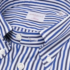 Borriello Gestreiftes Hemd „Stile Inglese" Mit Knopfleiste Und Sportmanschette Handma* Hemden