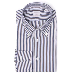 Borriello Gestreiftes Hemd „Stile Inglese" Mit Knopfleiste Und Sportmanschette Handma* Hemden