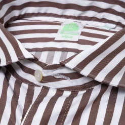 Finamore 1925 Gestreiftes Sportshirt „Bourbon Stripes" Aus Reiner Baumwolle Simo-Kragen* Freizeithemden