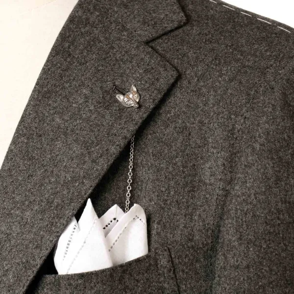 Cesare Attolini Grauer Anzug „Flanella Pipi" Aus Englischer Wolle Von Fox Brother'S Pure* Anzugjacke