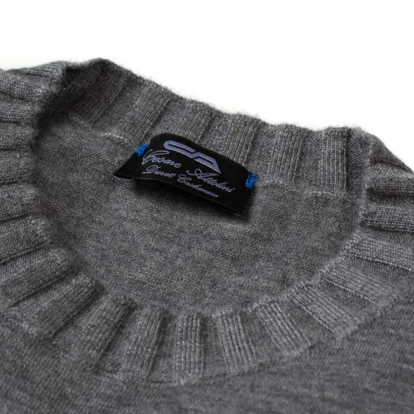 Cesare Attolini Grauer Pullover „Duvet" Aus Reinem Kaschmir* Strickwaren