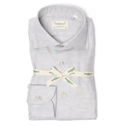 Borriello Hellgraues Sporthemd "Cash-Bone" Aus Feinem Luxury-Flanell - Linea Pas* Freizeithemden