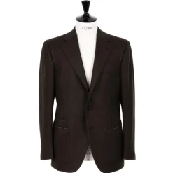 Cesare Attolini Jacke „Green Herringbone Gent" Aus Reiner Merinowolle Von Fox Brothe* Anzugjacke