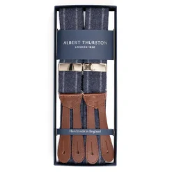 Albert Thurston Jeansblaue Hosentrager „Dugdale Chalkstripe-Flannel" Mit Knopfen* Zahnspange