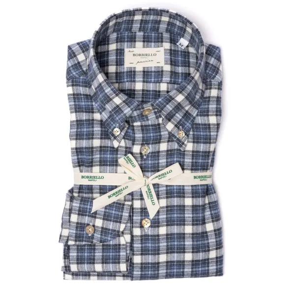Borriello Kariertes Spot-Hemd „Madras-Check" Aus Geburstetem Vintage-Baumwoll-Flan* Freizeithemden
