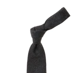 Cesare Attolini Limited Edition: Dunkelgrau Melangierte Krawatte Aus Reiner Wolle - Ha* Krawatten