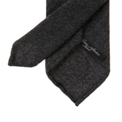 Cesare Attolini Limited Edition: Dunkelgrau Melangierte Krawatte Aus Reiner Wolle - Ha* Krawatten
