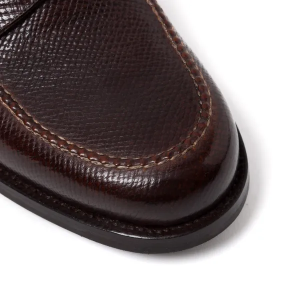 Saint Crispin's Loafer „American Casual Penny" Aus Dunkelbraunem Genarbtem Kalbsleder - P* Mto