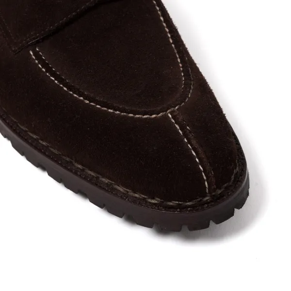 Saint Crispin's Loafer „Norvegian Split Toe" Aus Dunkelbraunem Wildleder* Mto