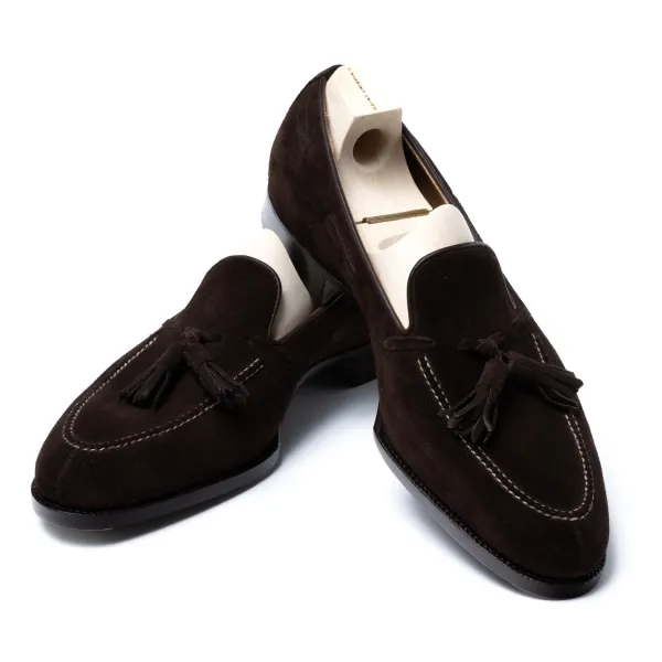Saint Crispin's Loafer „Split Toe Quaste" Aus Dunkelbraunem Wildleder Purely Ha* Mto