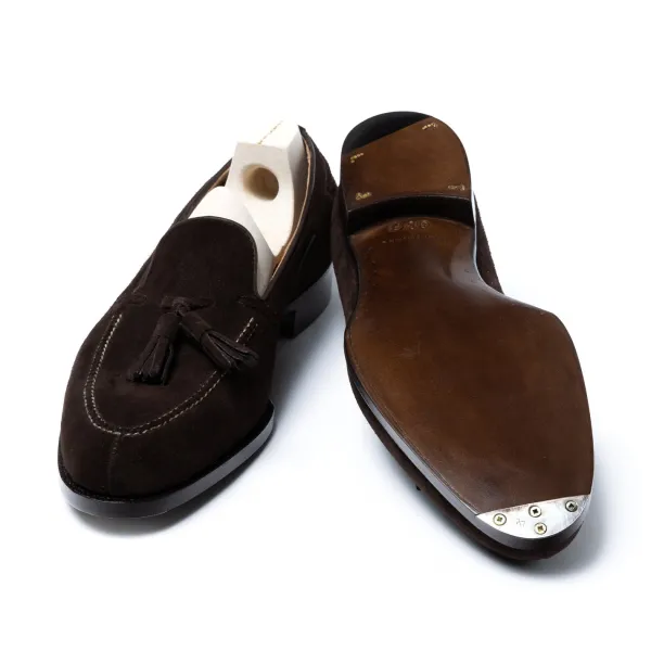 Saint Crispin's Loafer „Split Toe Quaste" Aus Dunkelbraunem Wildleder Purely Ha* Mto