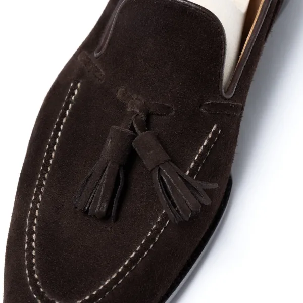 Saint Crispin's Loafer „Split Toe Quaste" Aus Dunkelbraunem Wildleder Purely Ha* Mto