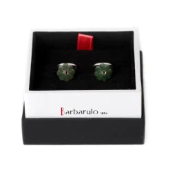 Barbarulo Napoli Manschettenknöpfe „Jade Flower Diamond" Aus Sterlingsilber Rein Handgefertigt* Manschettenknöpfe Und Schmuck