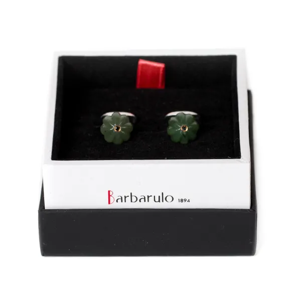 Barbarulo Napoli Manschettenknöpfe „Jade Flower Diamond" Aus Sterlingsilber Rein Handgefertigt* Manschettenknöpfe Und Schmuck
