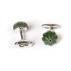 Barbarulo Napoli Manschettenknöpfe „Jade Flower Diamond" Aus Sterlingsilber Rein Handgefertigt* Manschettenknöpfe Und Schmuck