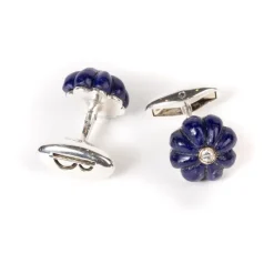 Barbarulo Napoli Manschettenknöpfe „Lapislazuli-Blumendiamant" Aus Sterlingsilber Purel* Manschettenknöpfe Und Schmuck