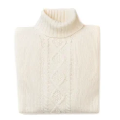 William Lockie Naturweiser Rollkragenpullover „Alain Aran-Cable" Aus 6-Lagigem Lamm* Strickwaren