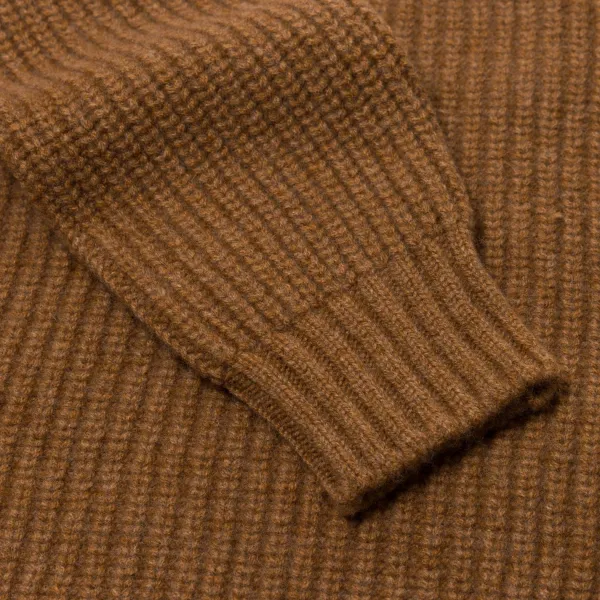 William Lockie Nougatbrauner Pullover „Joss Earl" Aus Reiner Lammwolle 8* Strickwaren