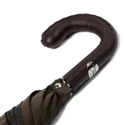 Maglia Olive-Colored Sporty Umbrella With Hand-Sewn Leather Handle* Regenschirme