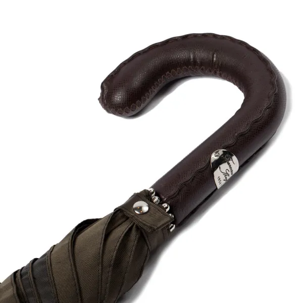 Maglia Olive-Colored Sporty Umbrella With Hand-Sewn Leather Handle* Regenschirme