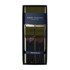 Albert Thurston Olivfarbene Hosentrager „Rigid Plain" Zum Knopfen* Zahnspange