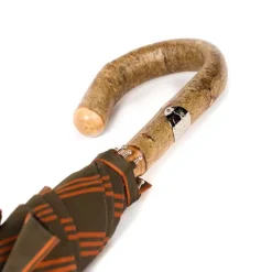 Maglia Olivfarbener Gestreifter Regenschirm Mit Holzgriff* Regenschirme