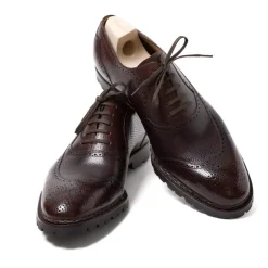 Saint Crispin's Oxford „Longwing Sport Brogue" Aus Dunkelbraun Genarbtem Ca* Mto