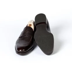 Saint Crispin's Penny Loafer Aus Dunkelbraunem Scotch-Grain-Kalbsleder Handpoliert* Mto