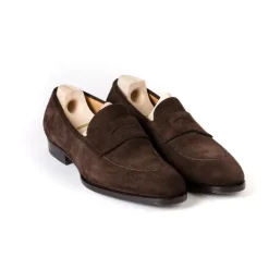 Saint Crispin's Penny Loafer „Kleid" Aus Dunkelbraunem Kalbsleder Reine Handarbeit* S