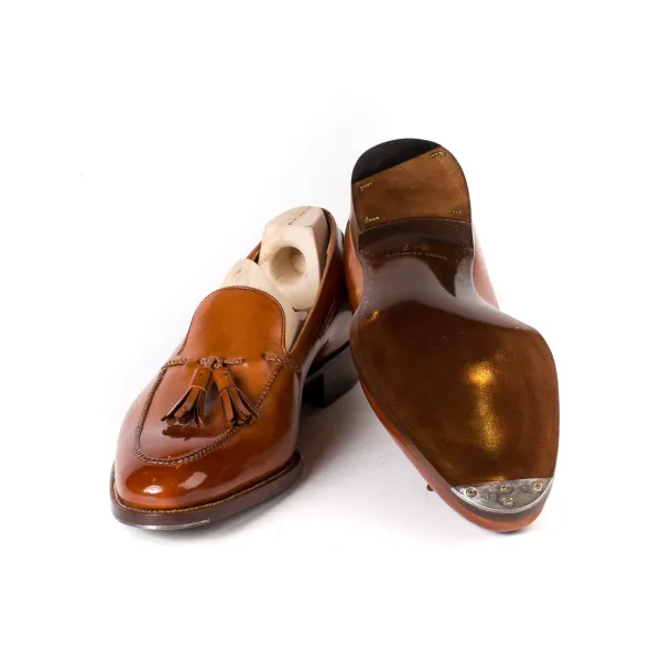 Saint Crispin's Quasten-Loafer Aus Cognacfarbenem Kalbsleder Reine Handarbeit* Mto