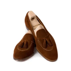 Saint Crispin's Quasten-Loafer „Short Vamp" Aus Cognacfarbenem Wildleder Reine Handarbeit* Mto