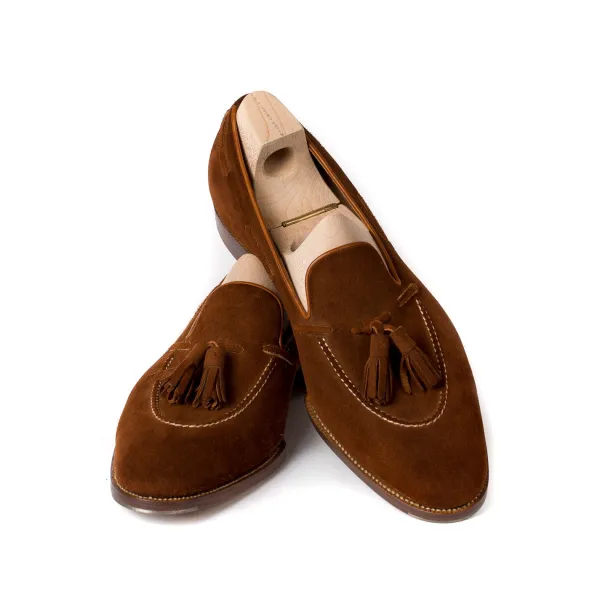 Saint Crispin's Quasten-Loafer „Short Vamp" Aus Cognacfarbenem Wildleder Reine Handarbeit* Mto