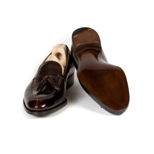 Saint Crispin's Quasten-Loafer „Split Toe" Aus Braunem, Genarbtem Kalbsleder Reine Handarbeit* Mto