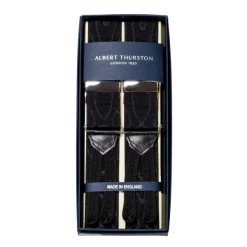 Albert Thurston Schwarze Hosentrager Zum Knopfen Aus Moire-Seide* Zahnspange